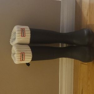 HUNTER Women's Original Back Adjustable Wellington Rubber Rain Boots + socks